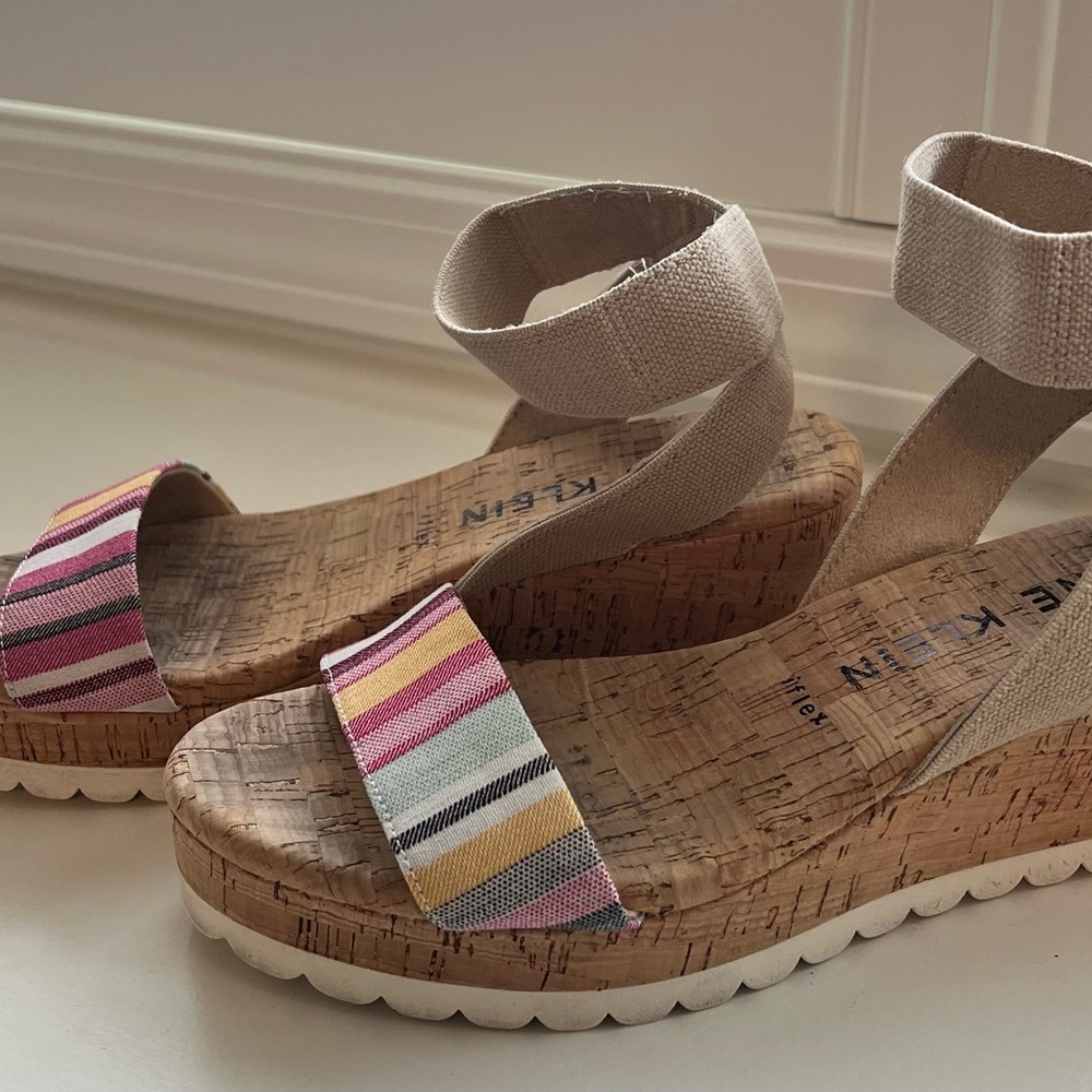 Anne Klein Iflex Aknori Women's Wedge Sandals Ankle Strap Size 8.5 Multicolor - Picture 7 of 7